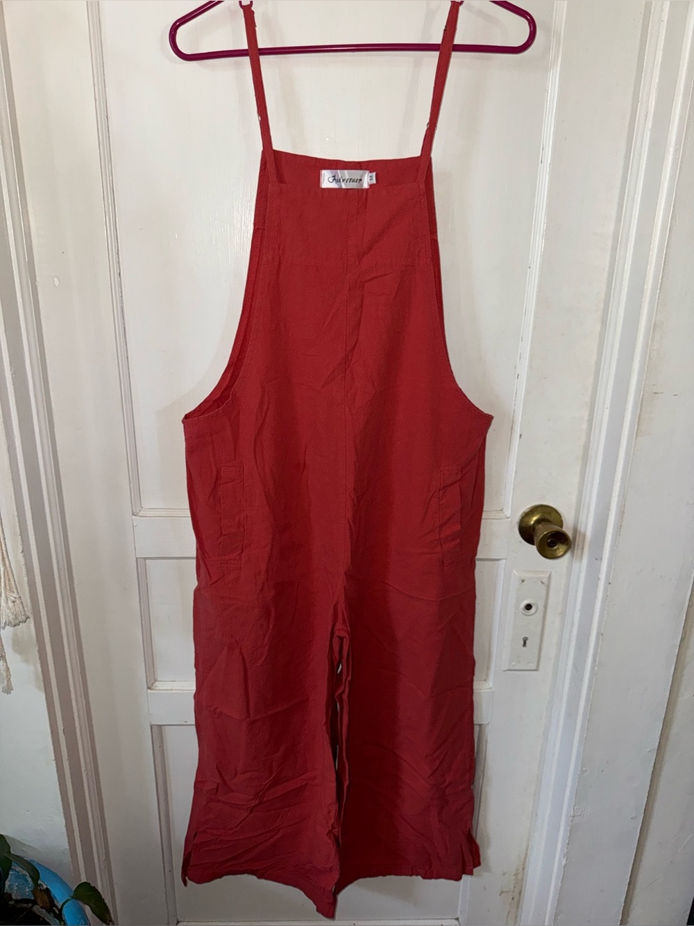 Wide-Leg coral colored gardening Jumpsuit